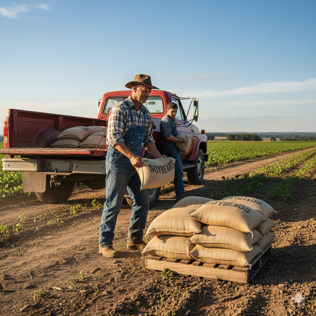 Farmer with seed bags